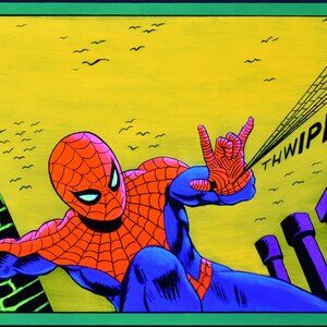 Spider-Man Marvel Comics OOAK original rare 1970's blacklight poster painting